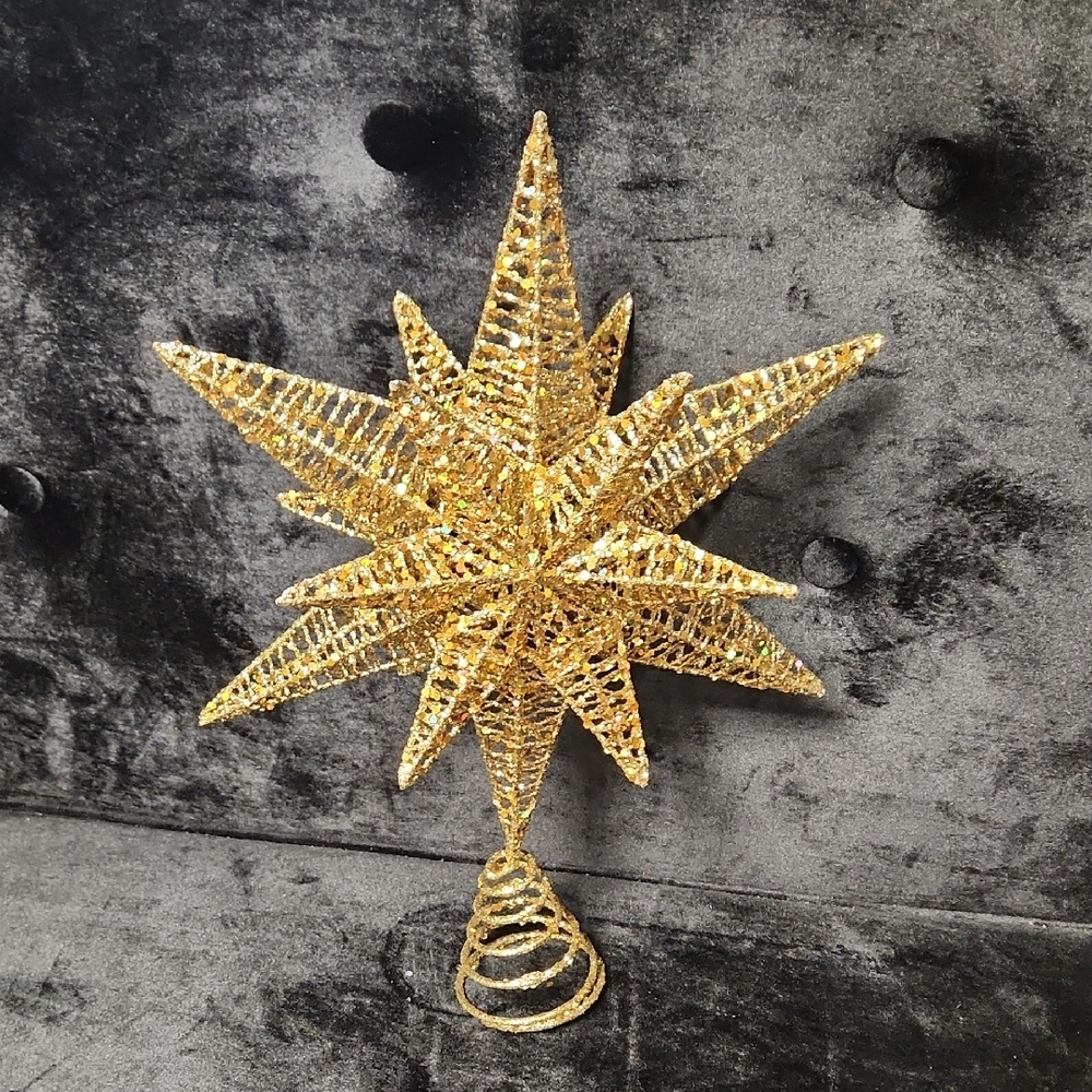 Christmas Tree Sparkly Gold Star Topper